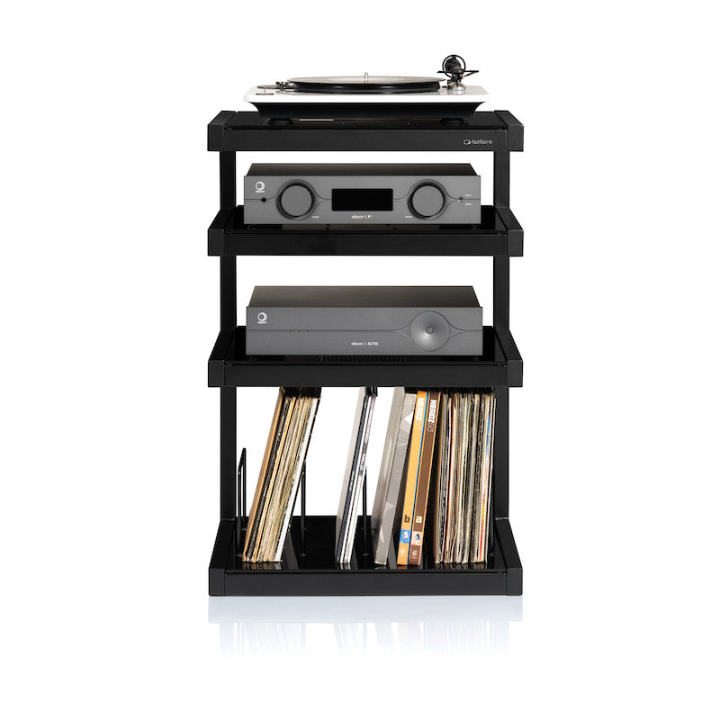 Onderste opbergvak van NorStone Esse HiFi Vinyl voor maximaal 90 vinylplaten